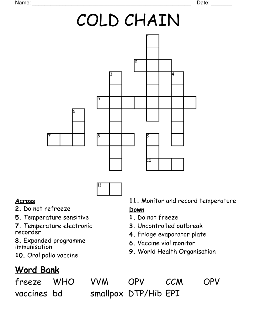COLD CHAIN Crossword