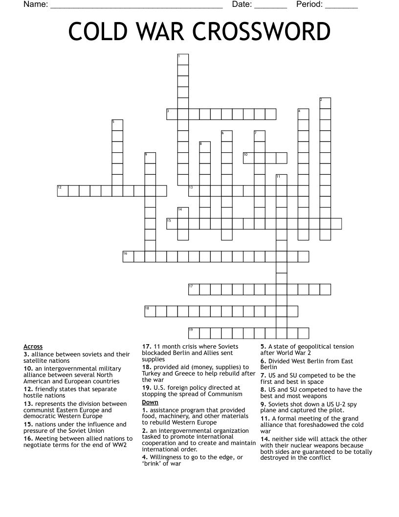 COLD WAR CROSSWORD