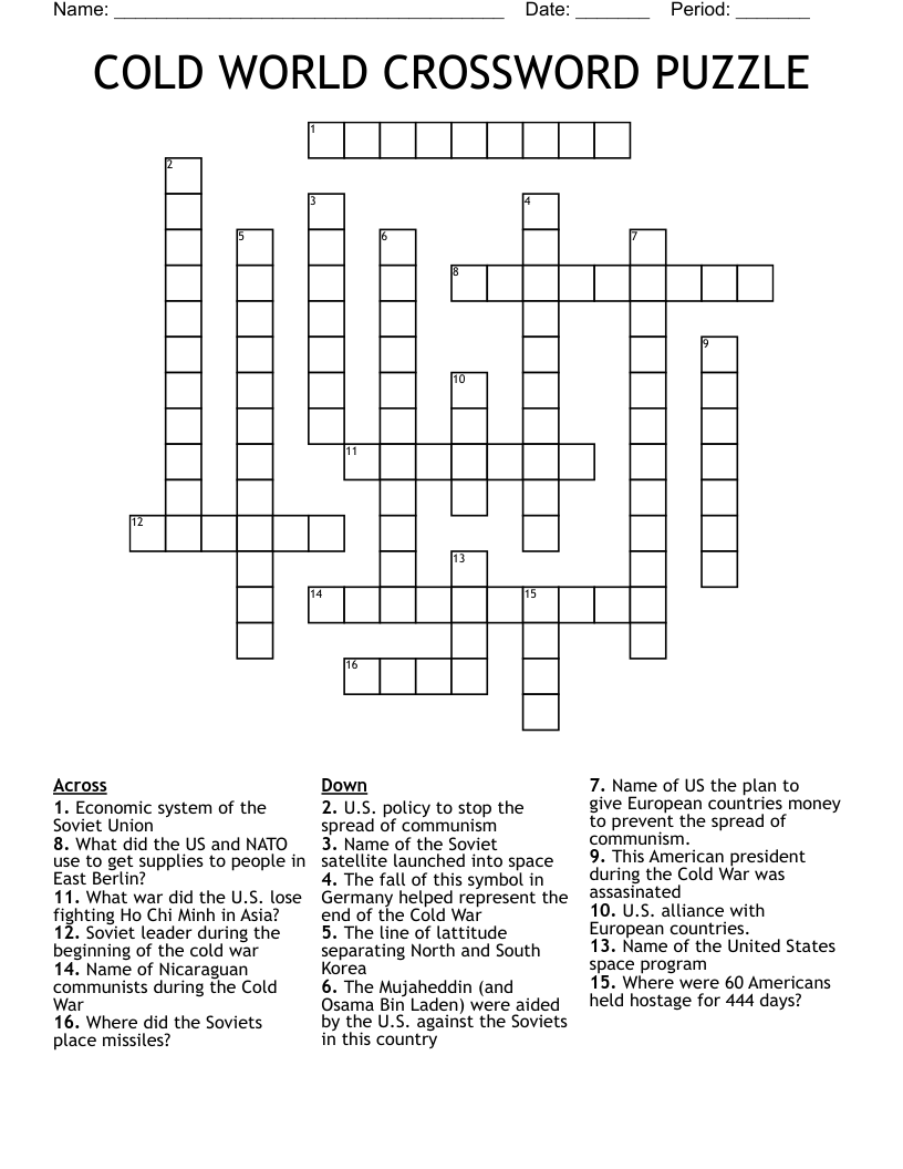 COLD WORLD CROSSWORD PUZZLE