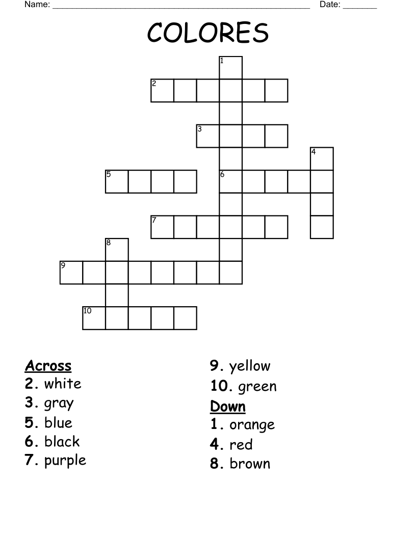 COLORES Crossword