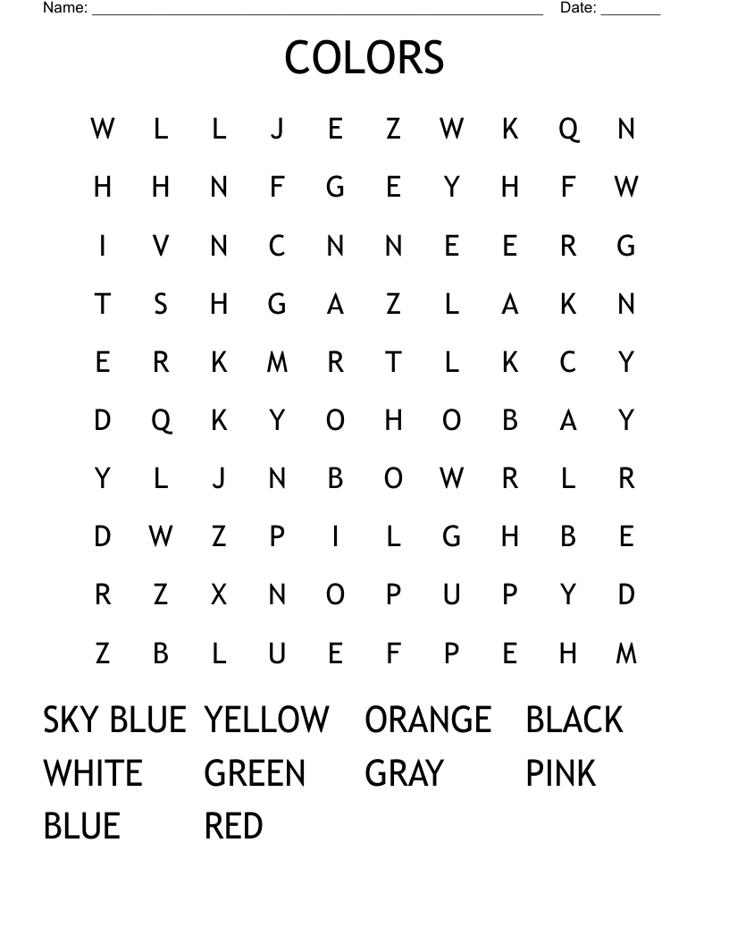 COLORS Word Search