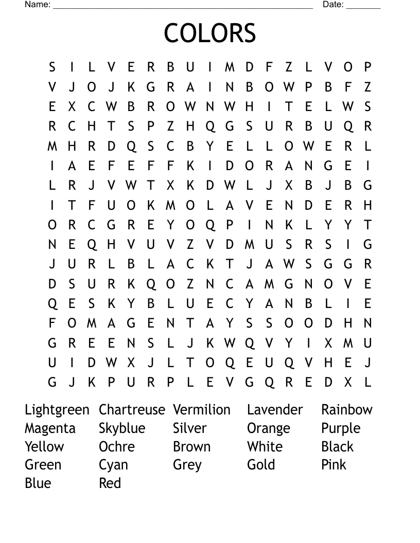 COLORS Word Search