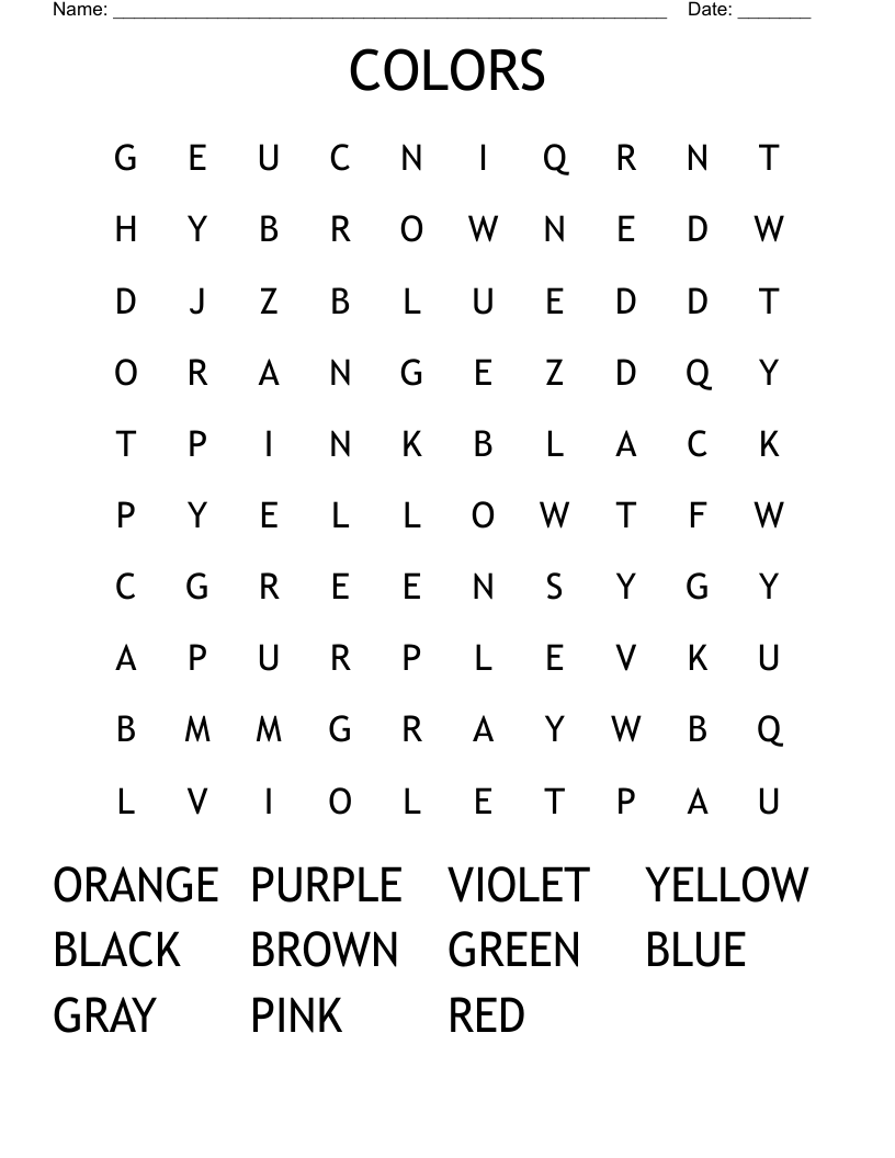 COLORS Word Search