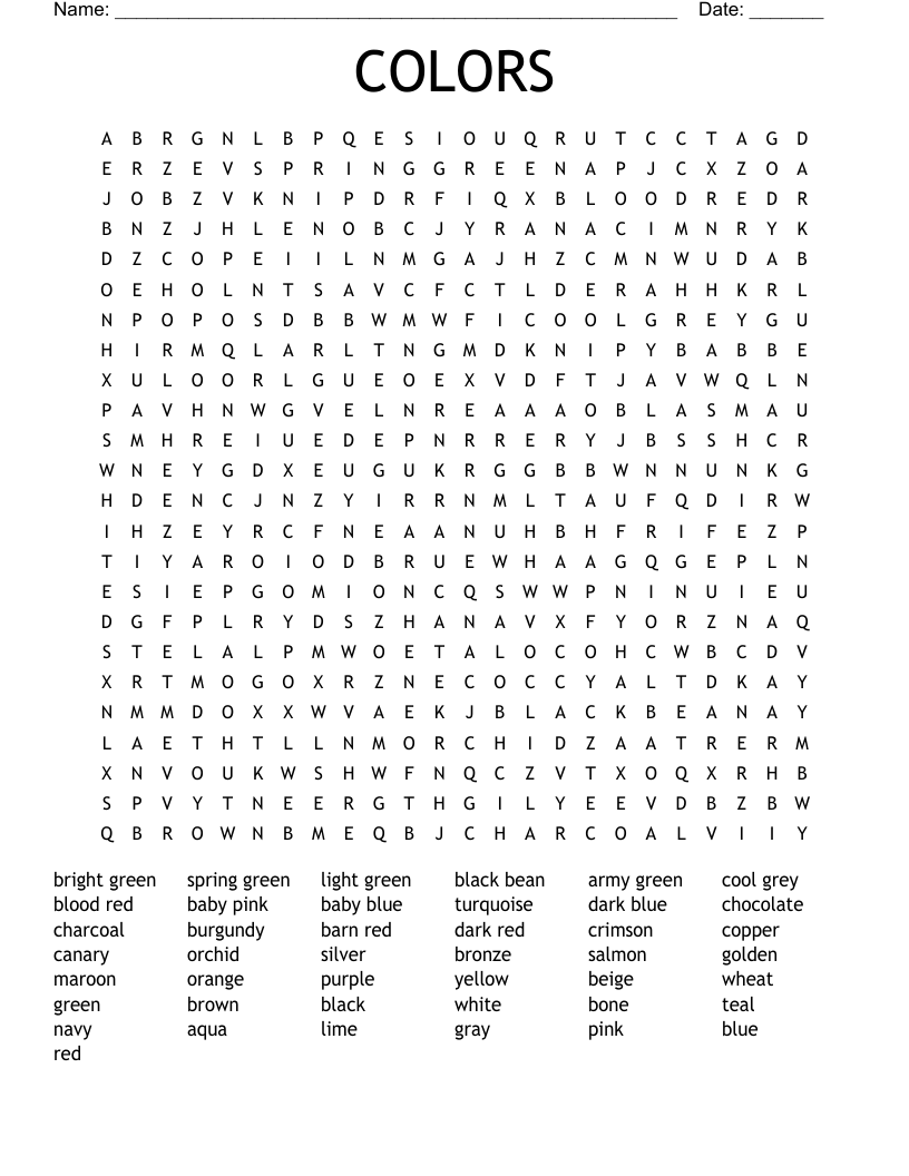 COLORS Word Search