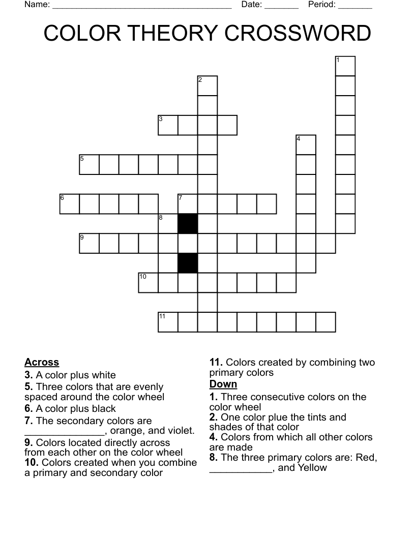COLOR THEORY CROSSWORD