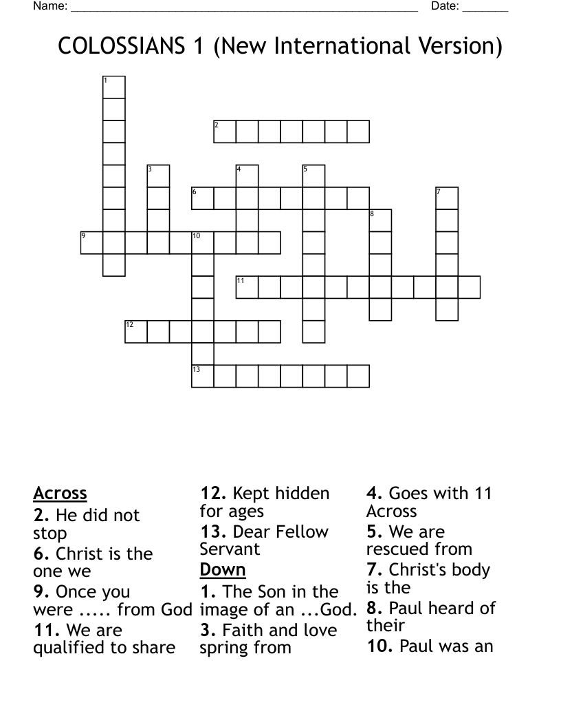 COLOSSIANS 1 (New International Version) Crossword