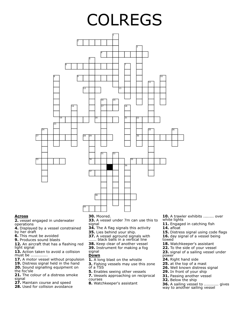 COLREGS Crossword