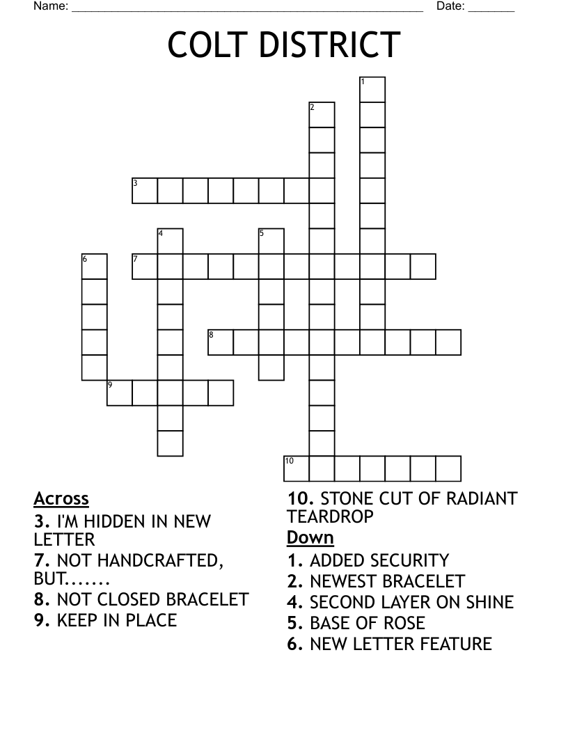 COLT DISTRICT Crossword