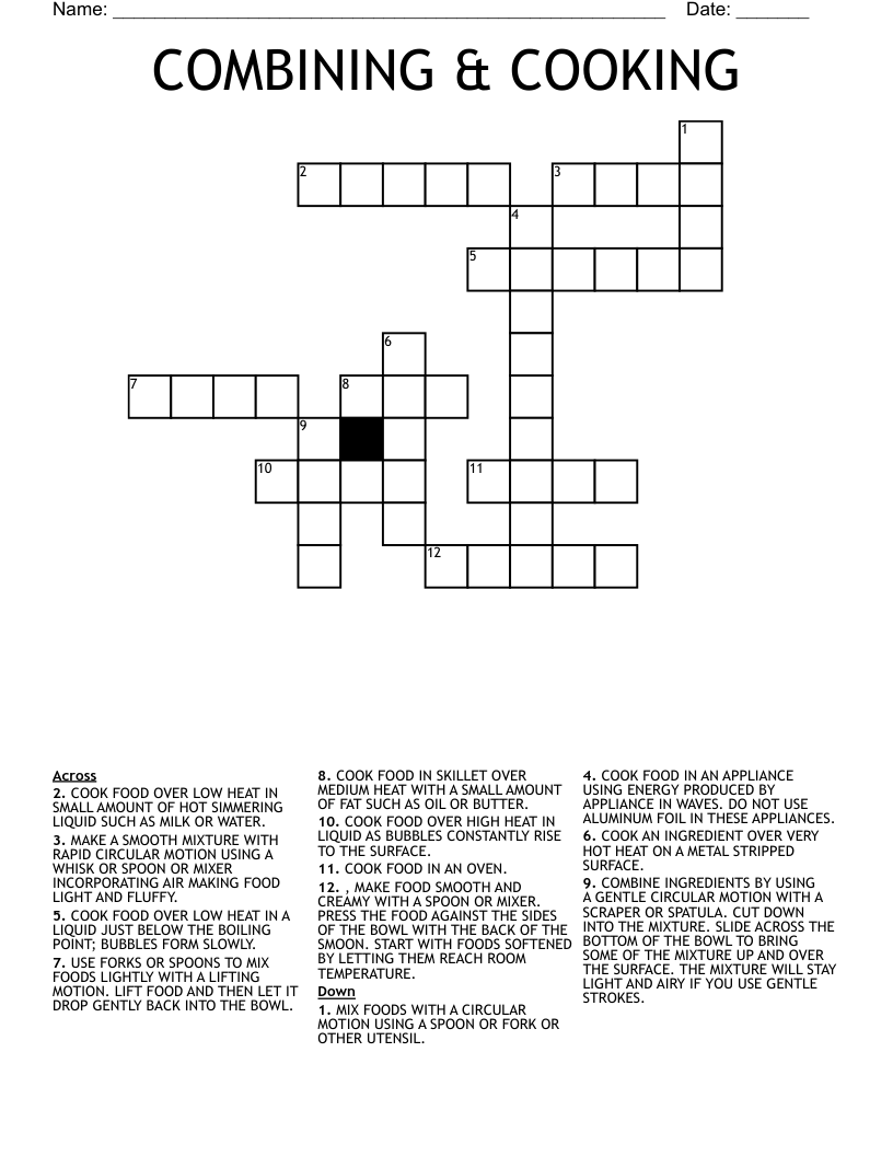 COMBINING & COOKING Crossword
