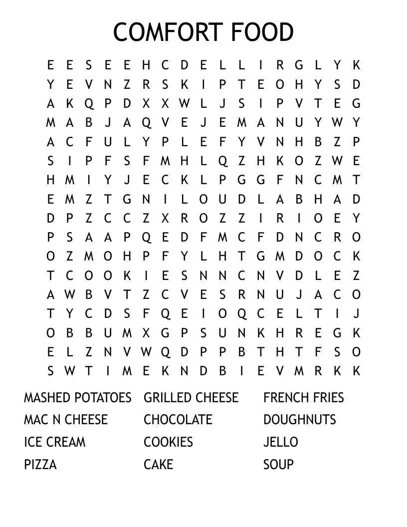 COMFORT FOOD Word Search