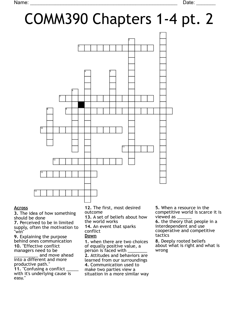 COMM390 Chapters 1-4 pt. 2 Crossword