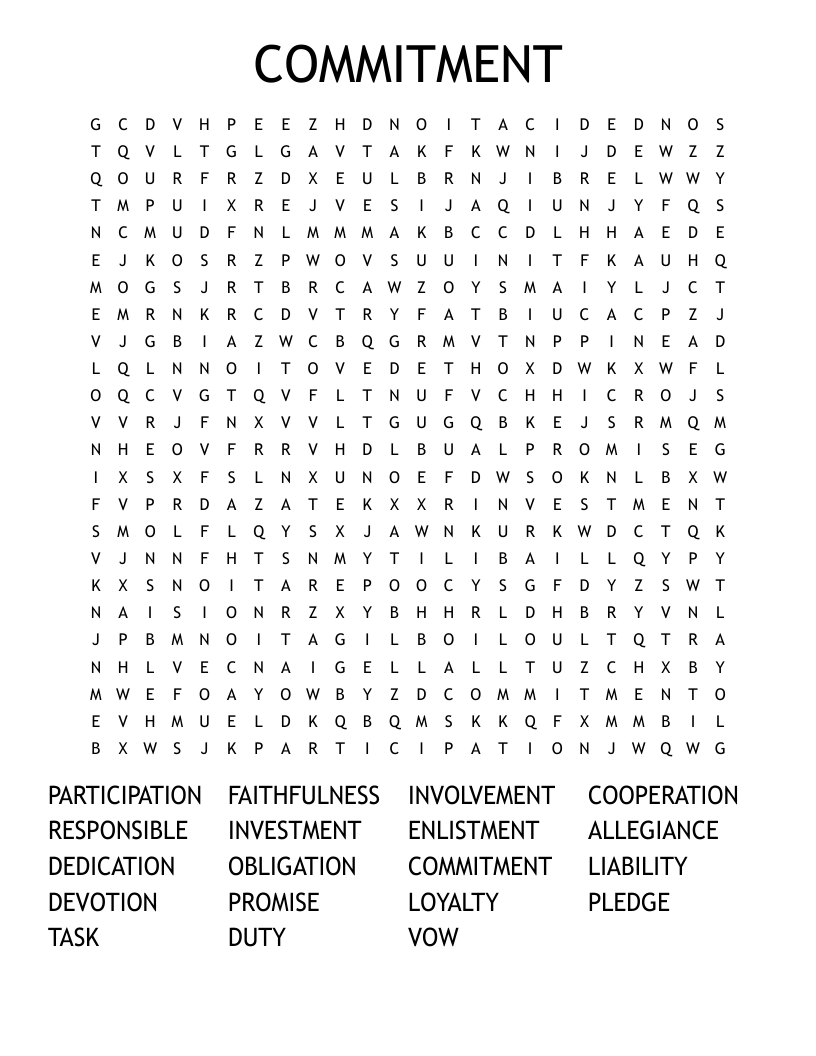 COMMITMENT Word Search