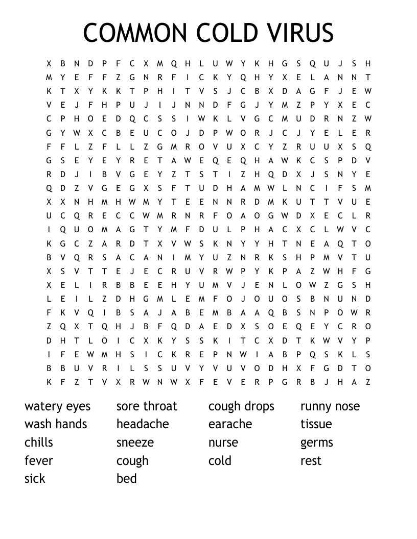 COMMON COLD VIRUS Word Search