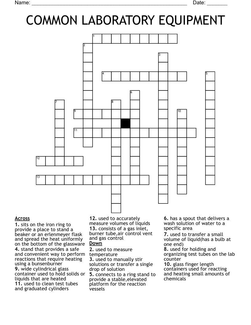 COMMON LABORATORY EQUIPMENT Crossword