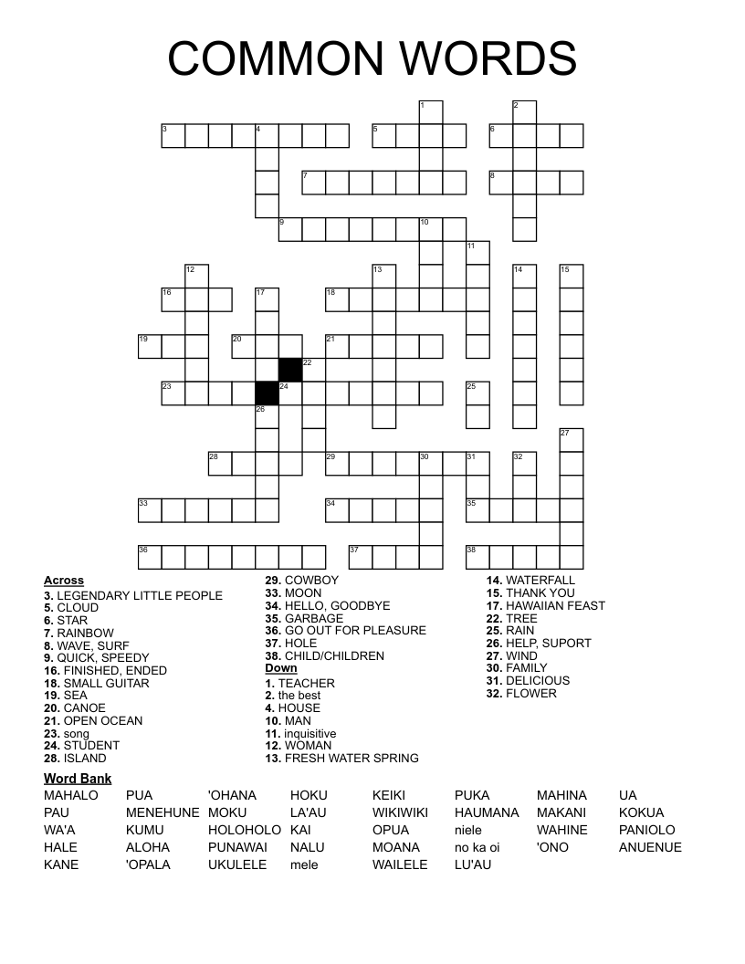 COMMON WORDS Crossword