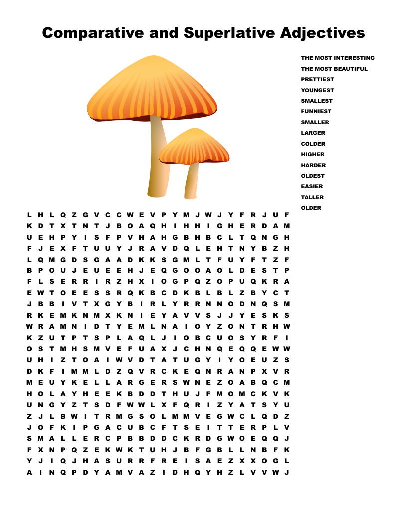 Comparative and Superlative Adjectives Word Search