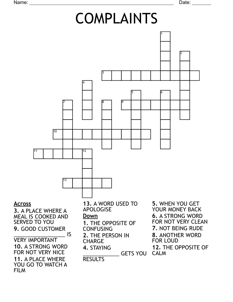COMPLAINTS Crossword