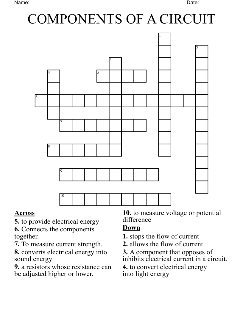 COMPONENTS OF A  CIRCUIT Crossword