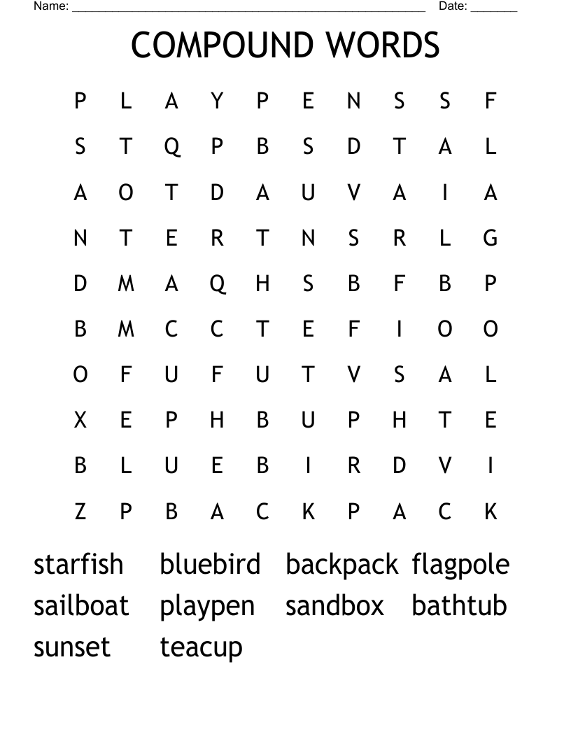 COMPOUND WORDS Word Search