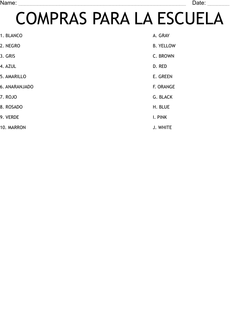 COMPRAS PARA LA ESCUELA Worksheet