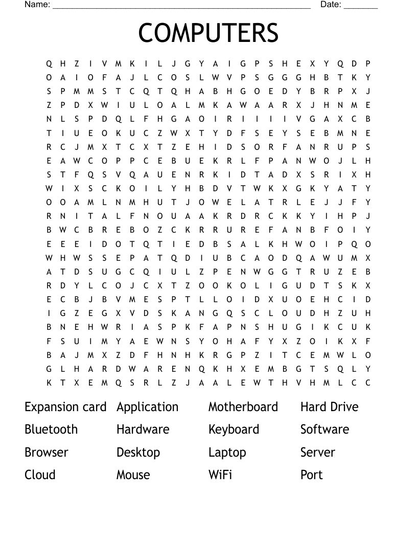 COMPUTERS Word Search