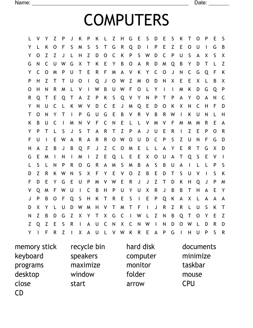 COMPUTERS Word Search