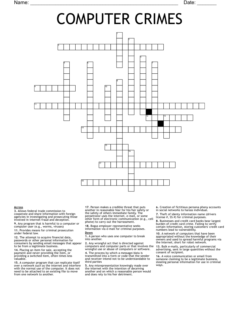 COMPUTER CRIMES Crossword