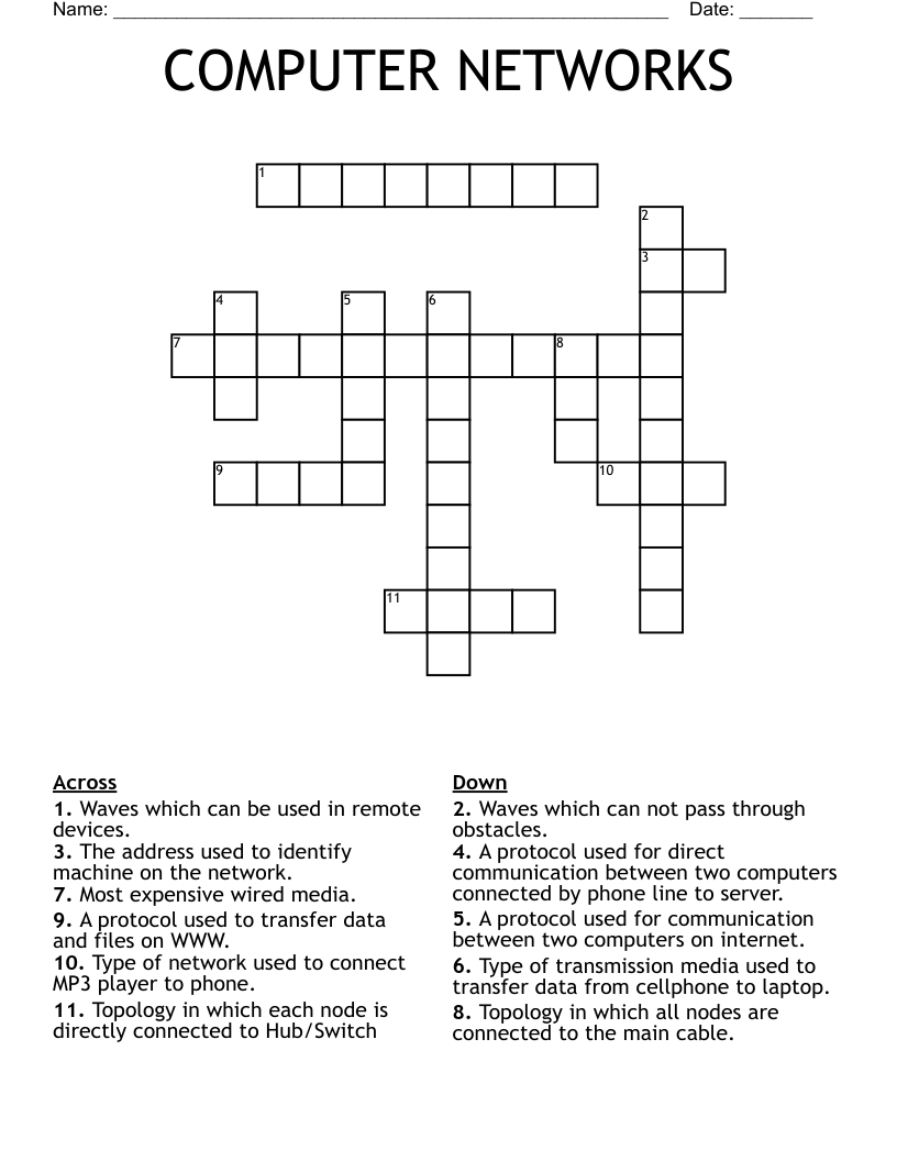 COMPUTER NETWORKS Crossword