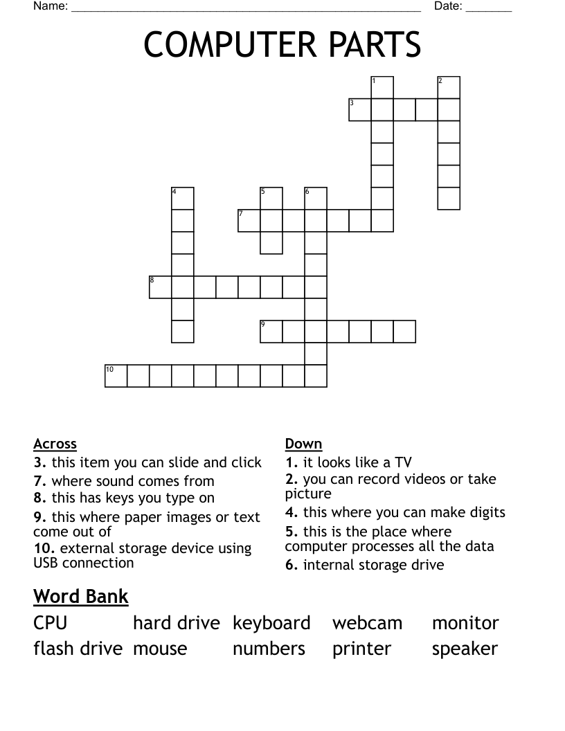 COMPUTER PARTS Crossword