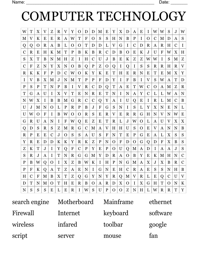 COMPUTER TECHNOLOGY Word Search