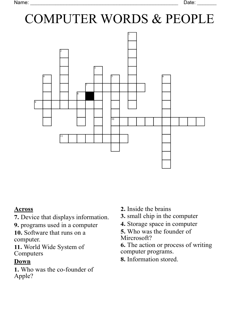 COMPUTER WORDS & PEOPLE Crossword