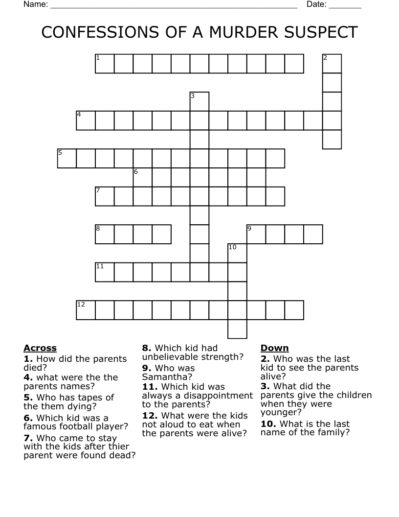 CONFESSIONS OF A MURDER SUSPECT Crossword