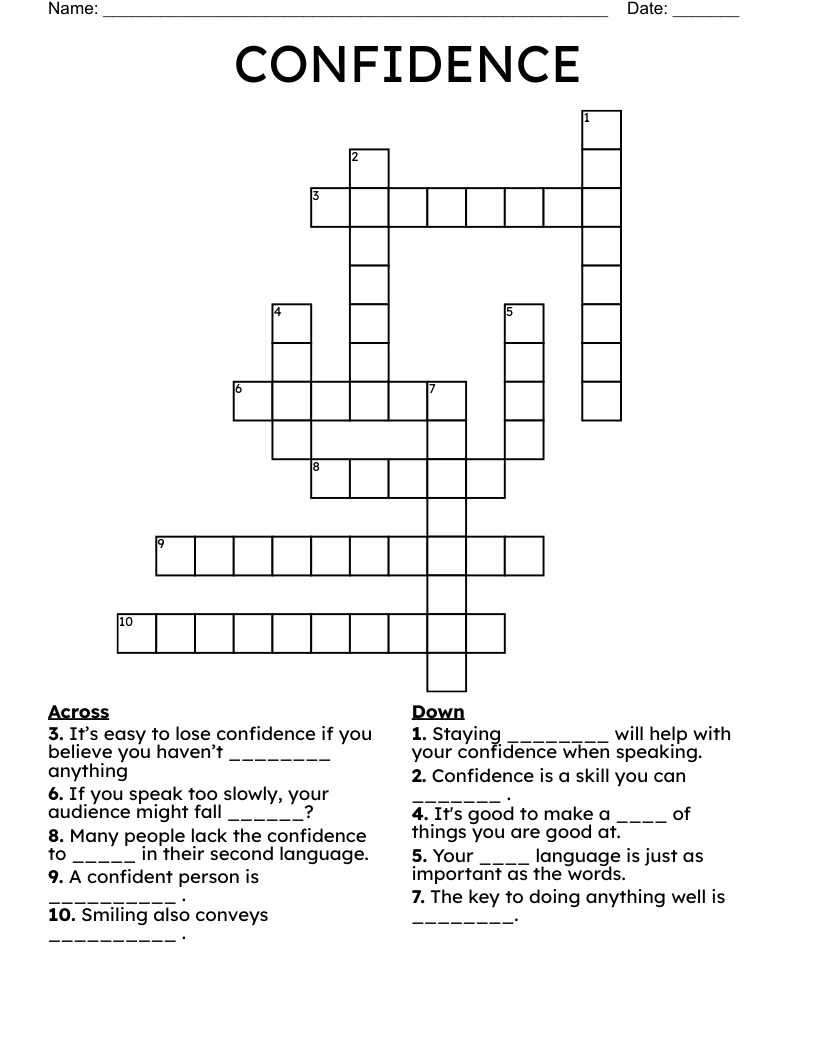 CONFIDENCE Crossword