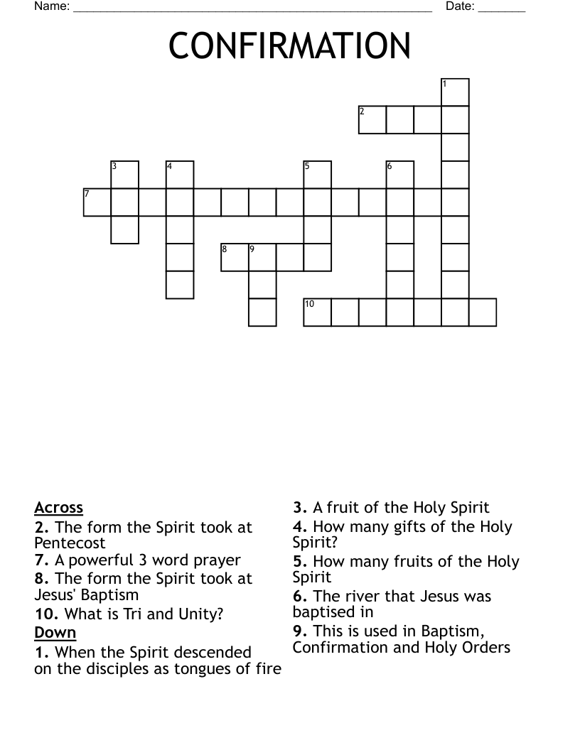 CONFIRMATION Crossword