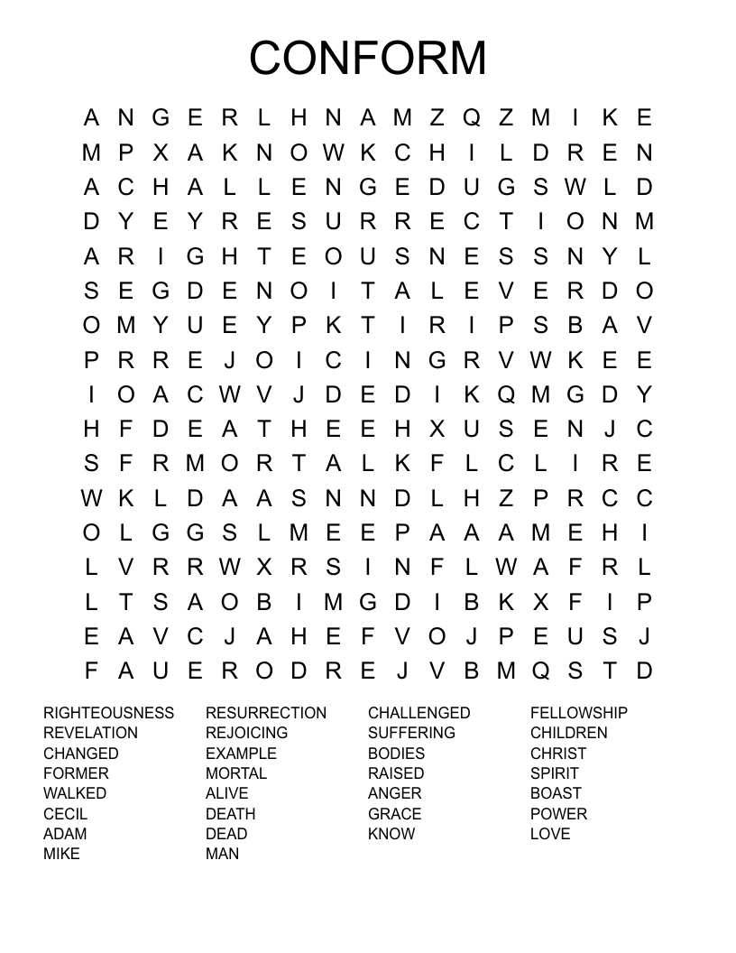 CONFORM Word Search