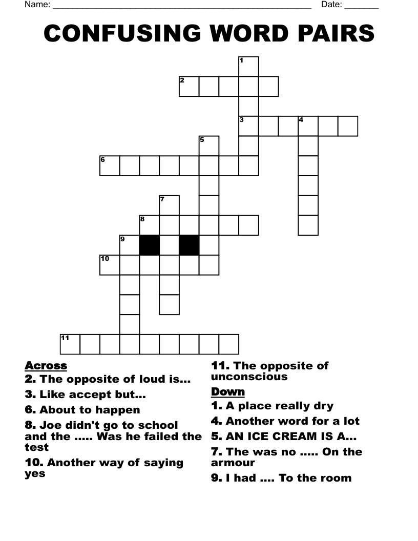 CONFUSING WORD PAIRS Crossword