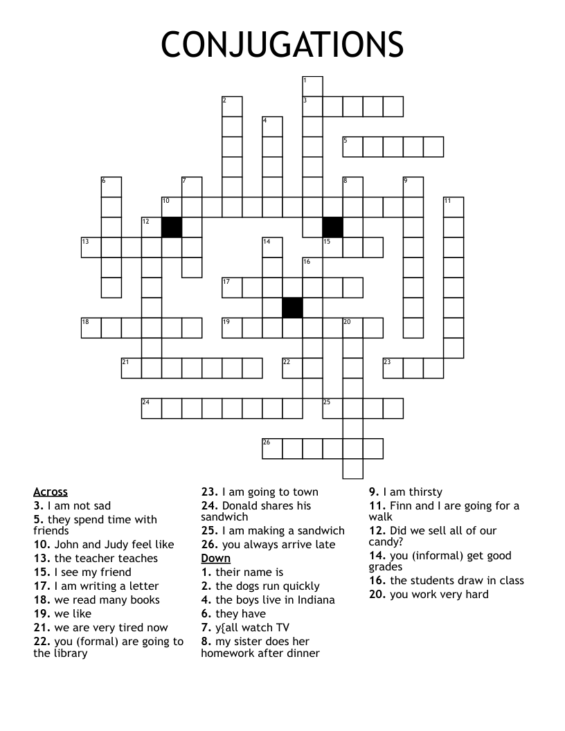 CONJUGATIONS Crossword