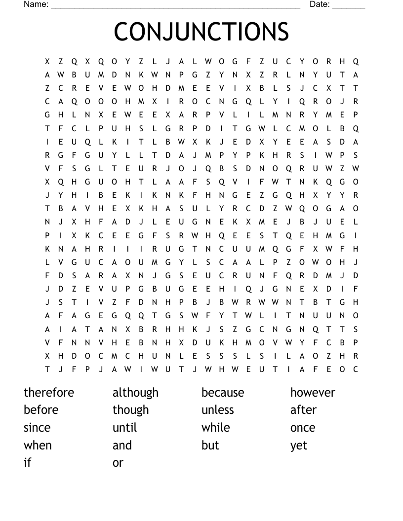 CONJUNCTIONS Word Search