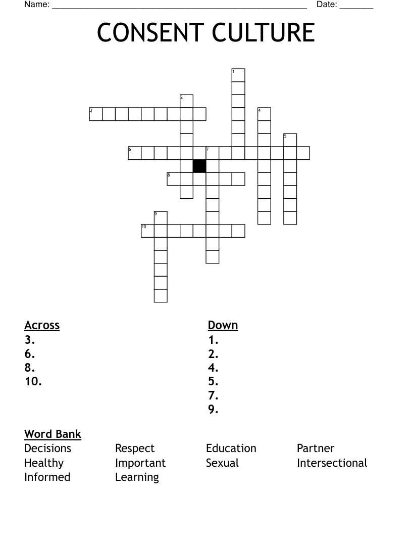CONSENT CULTURE Crossword