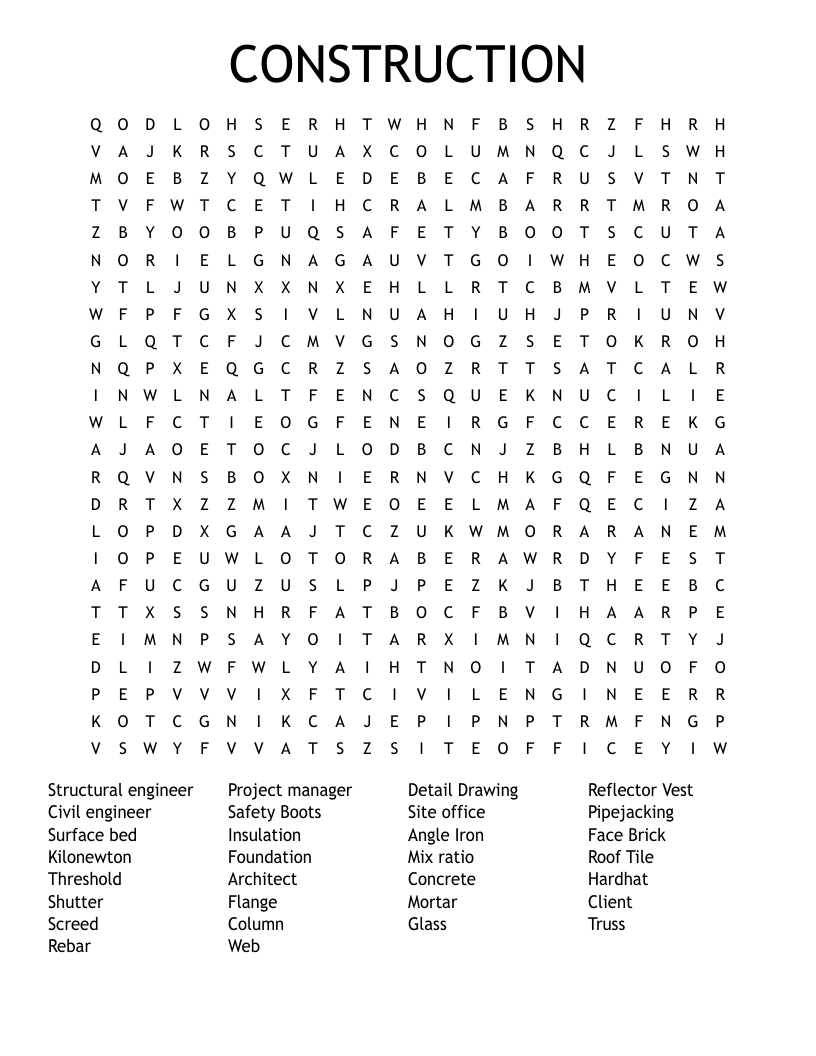 CONSTRUCTION Word Search
