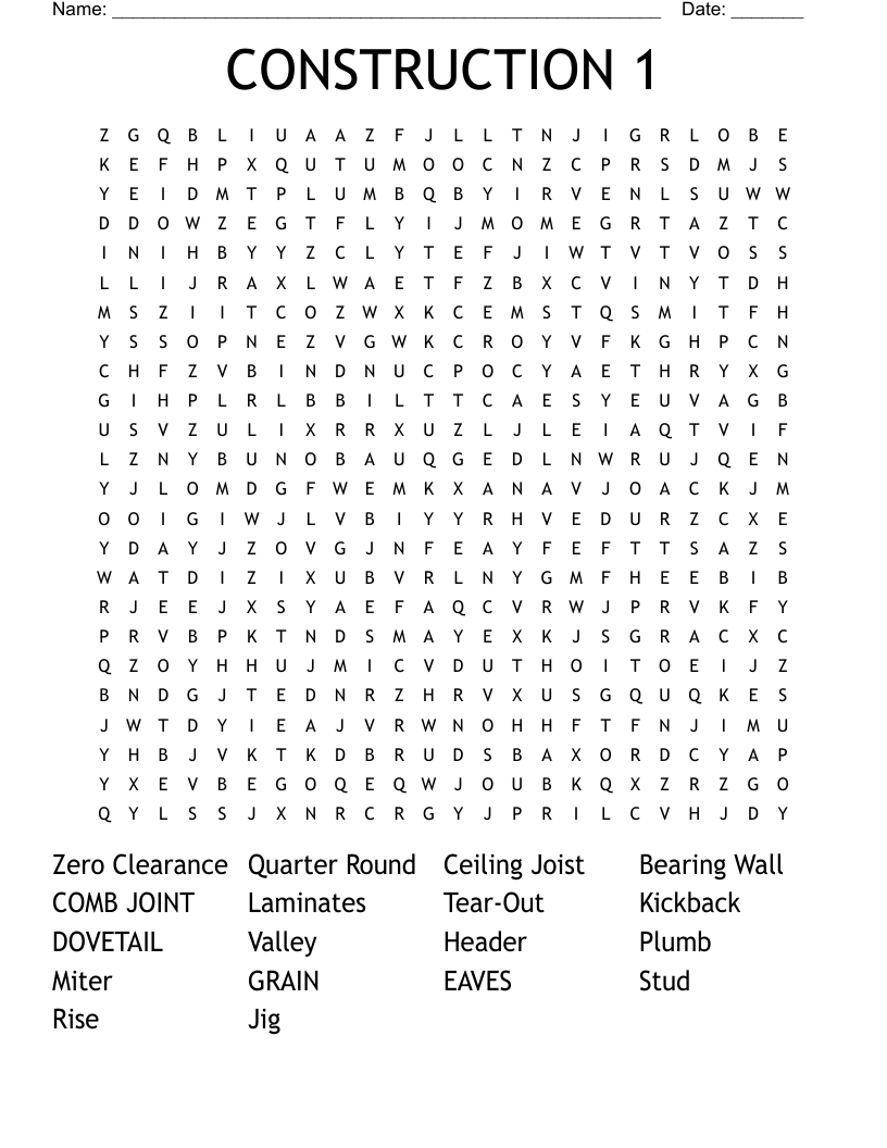CONSTRUCTION 1 Word Search