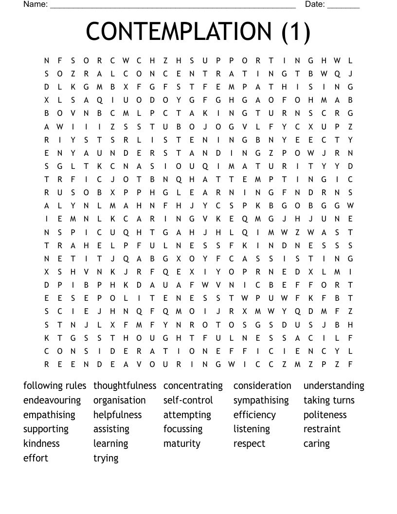 CONTEMPLATION (1) Word Search