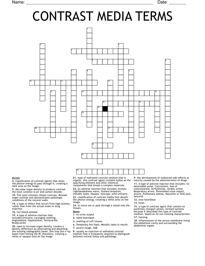 CONTRAST MEDIA TERMS Crossword