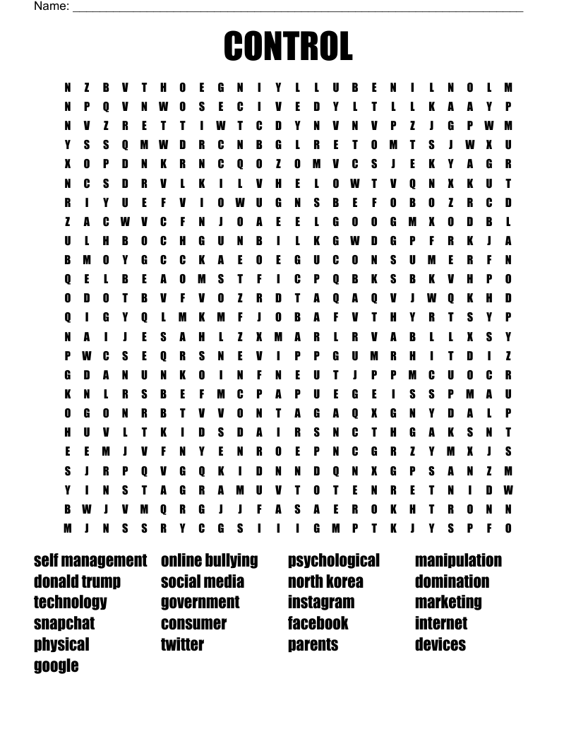 CONTROL Word Search