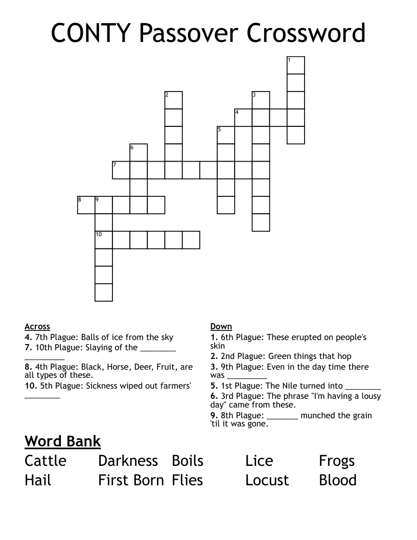 CONTY Passover Crossword