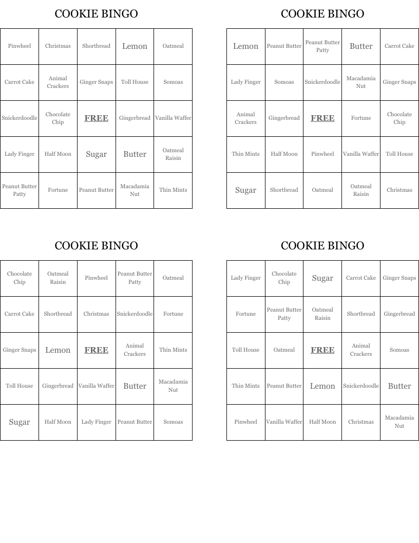 COOKIE BINGO