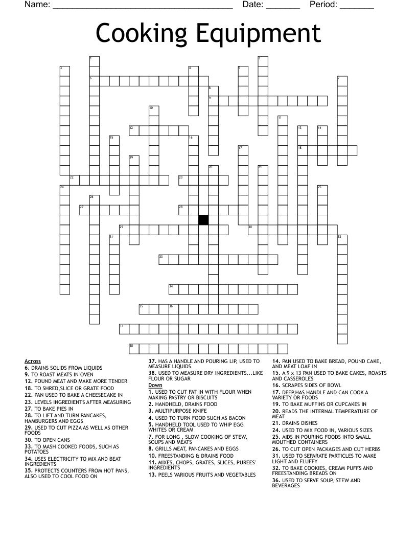 Cooking Equipment Crossword
