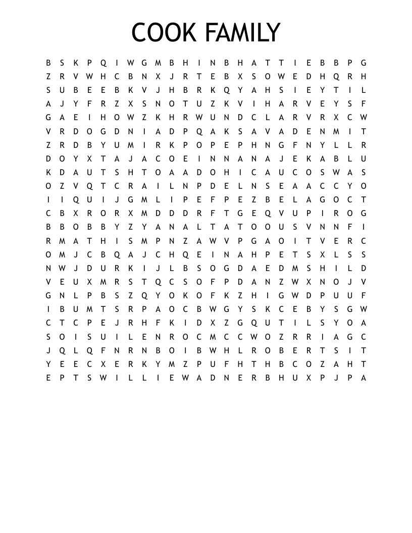 COOK FAMILY Word Search