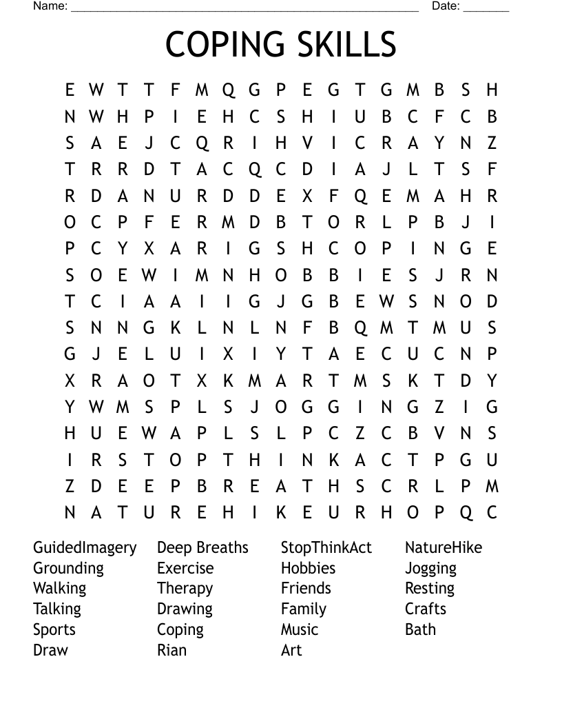 COPING SKILLS Word Search