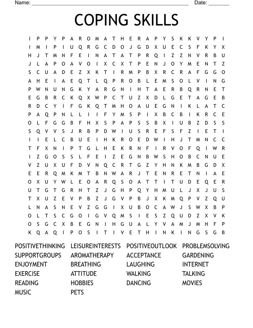 COPING SKILLS Word Search